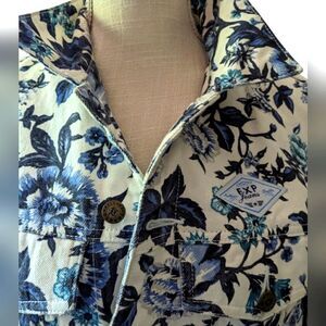 Express French Country vintage‎ floral denim jacket size small